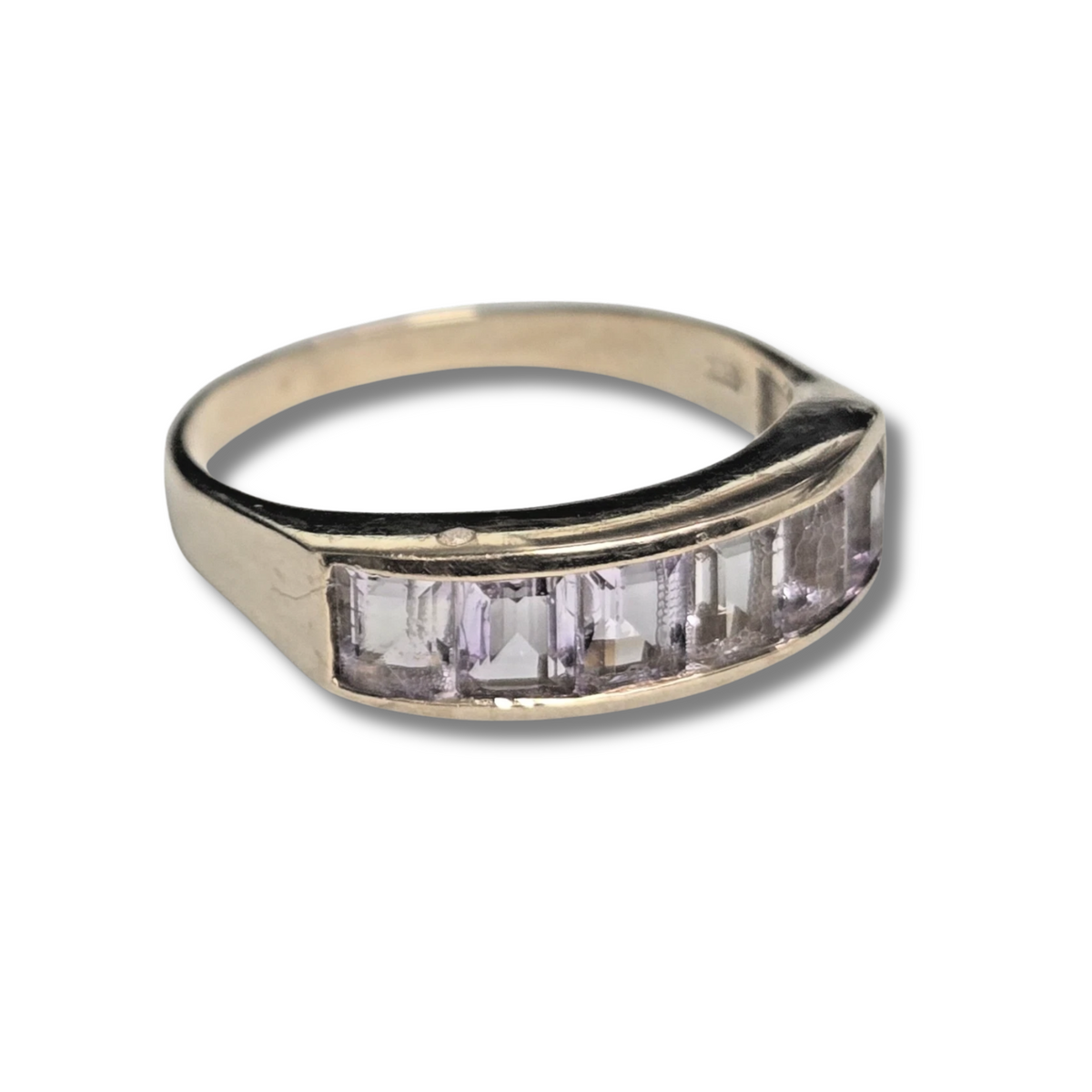 9ct Gold Ring Amethyst Purple 6x Channel Set Size N 1/2 Hallmarked