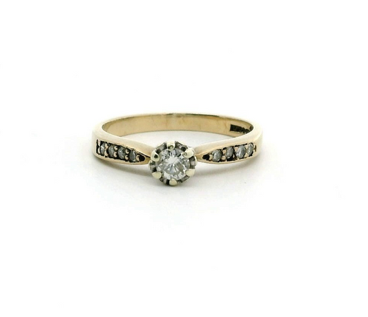 Diamond 9ct Gold Ring Size L Hallmarked 375 2.1g 0.25ct Gemstones