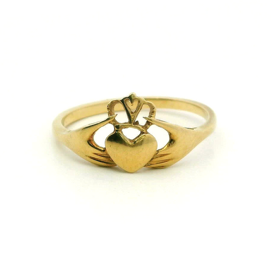 Vintage 9ct Gold Claddagh Ring Size R Metal London Hallmarked 2g
