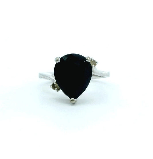 Silver Ring Sapphire Topaz Stones 925 Stamped Size N with Certificate 3.8g