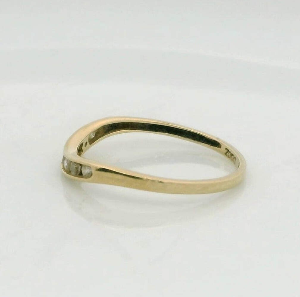 14ct Gold Wishbone Ring Cubic Zirconia Solid Band Hallmark Size O