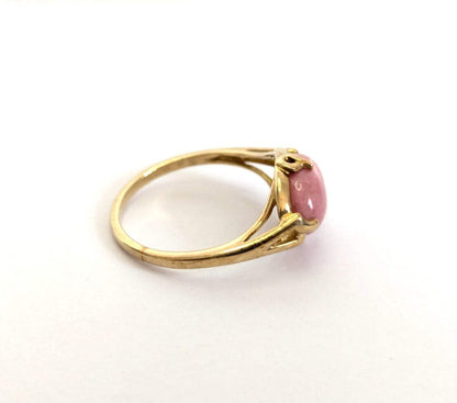 9ct Gold Ring Rhodochrosite Coral 1x Hallmarked Size R 3.1g