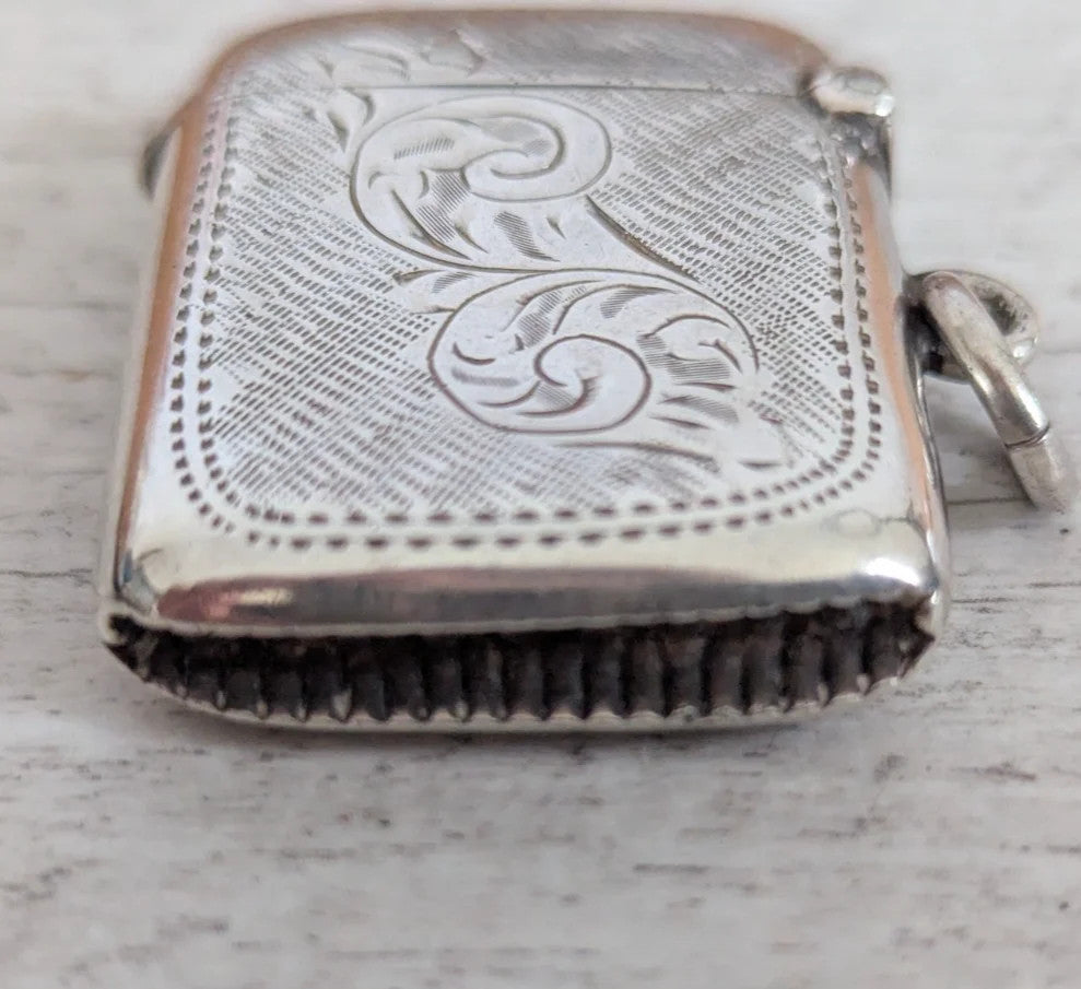 Silver Vesta Case 1904 Birmingham Assayed Hallmarked 34mm x 63mm