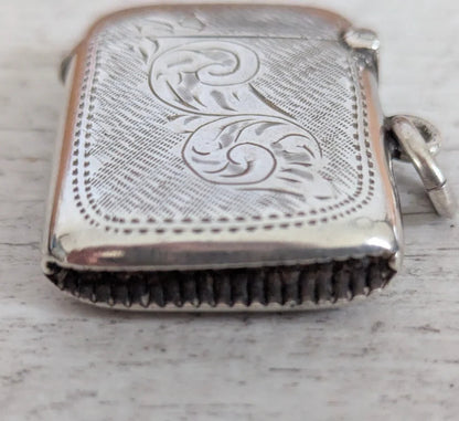 Silver Vesta Case 1904 Birmingham Assayed Hallmarked 34mm x 63mm