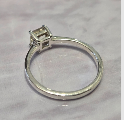 Silver Ring Yellow Sunstone Stone Ring 925 Solitaire Size R Certification 1.9g
