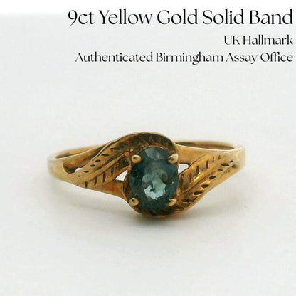 9ct Gold Ring Sapphire Blue 2005 Hallmark Size N 1/2