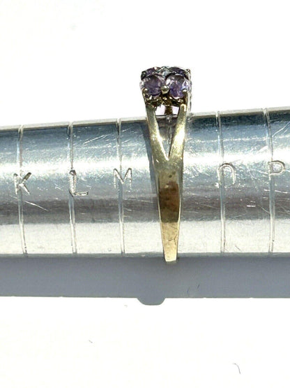 9ct Gold Ring Amethyst Diamond Size N Hallmarked 375 2.9g