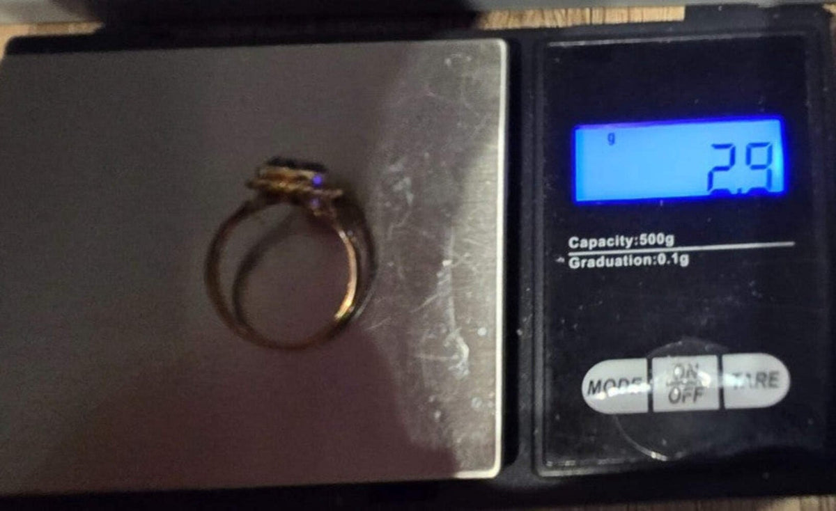 9ct Gold Ring Amethyst Purple Vintage Solitaire Hallmark Size R