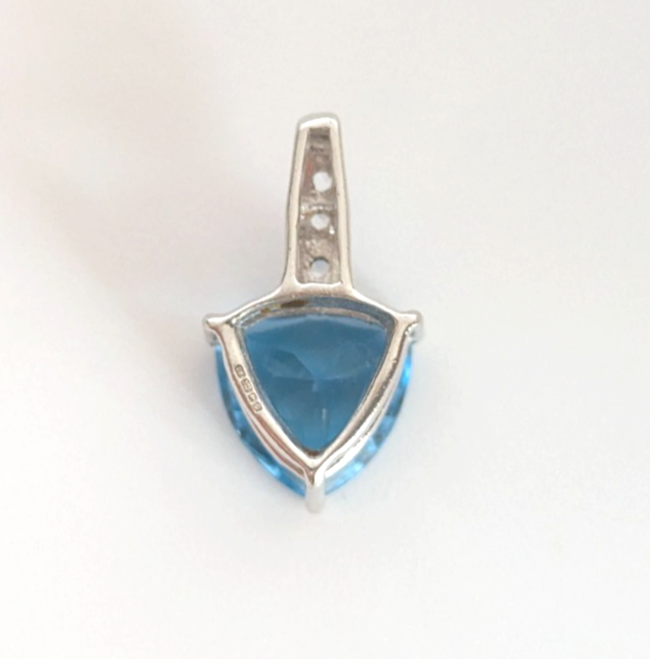 9ct White Gold Small Pendant Charm Topaz Diamond Gemstones Hallmarked 1.6g
