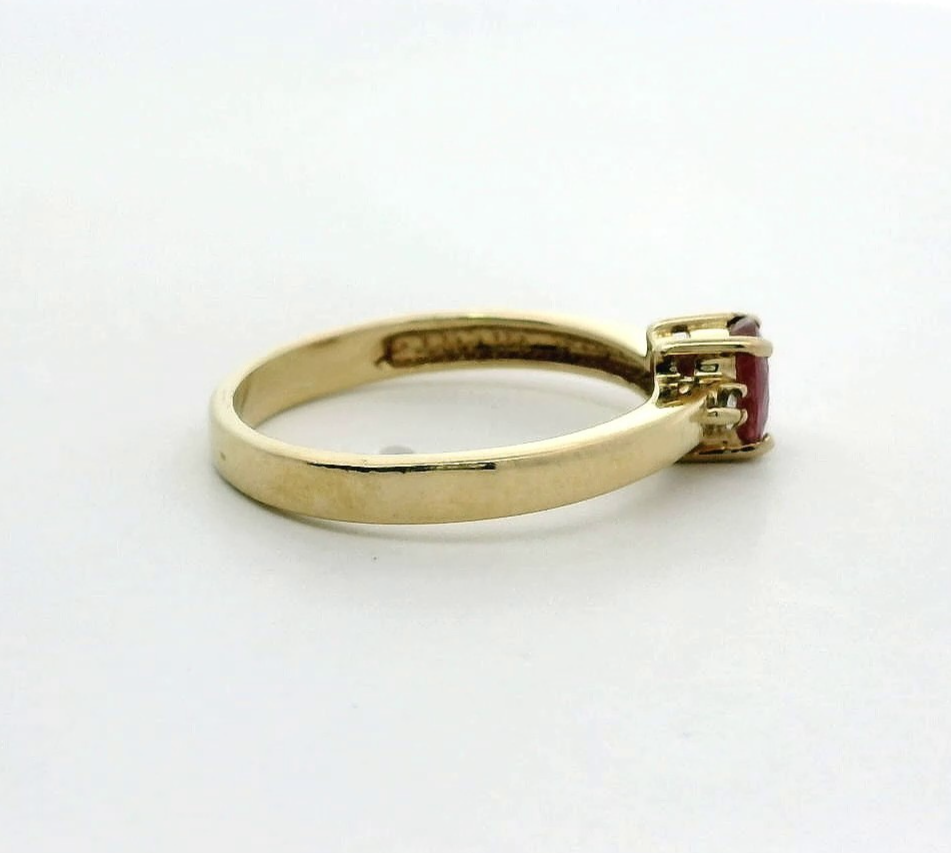 9ct Yellow Gold Ring Ruby Zircon Stones Size N 1/2 Hallmarked 2.5g Certification