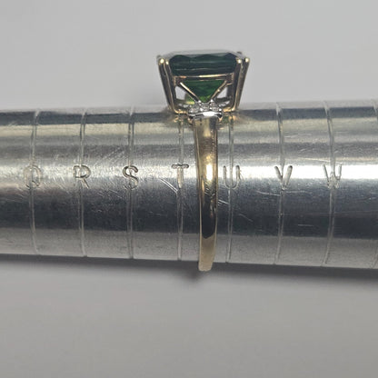 9ct Gold Ring Diopside Diamond Gemstone Size T 1/2 Hallmark 3g Cocktail Green