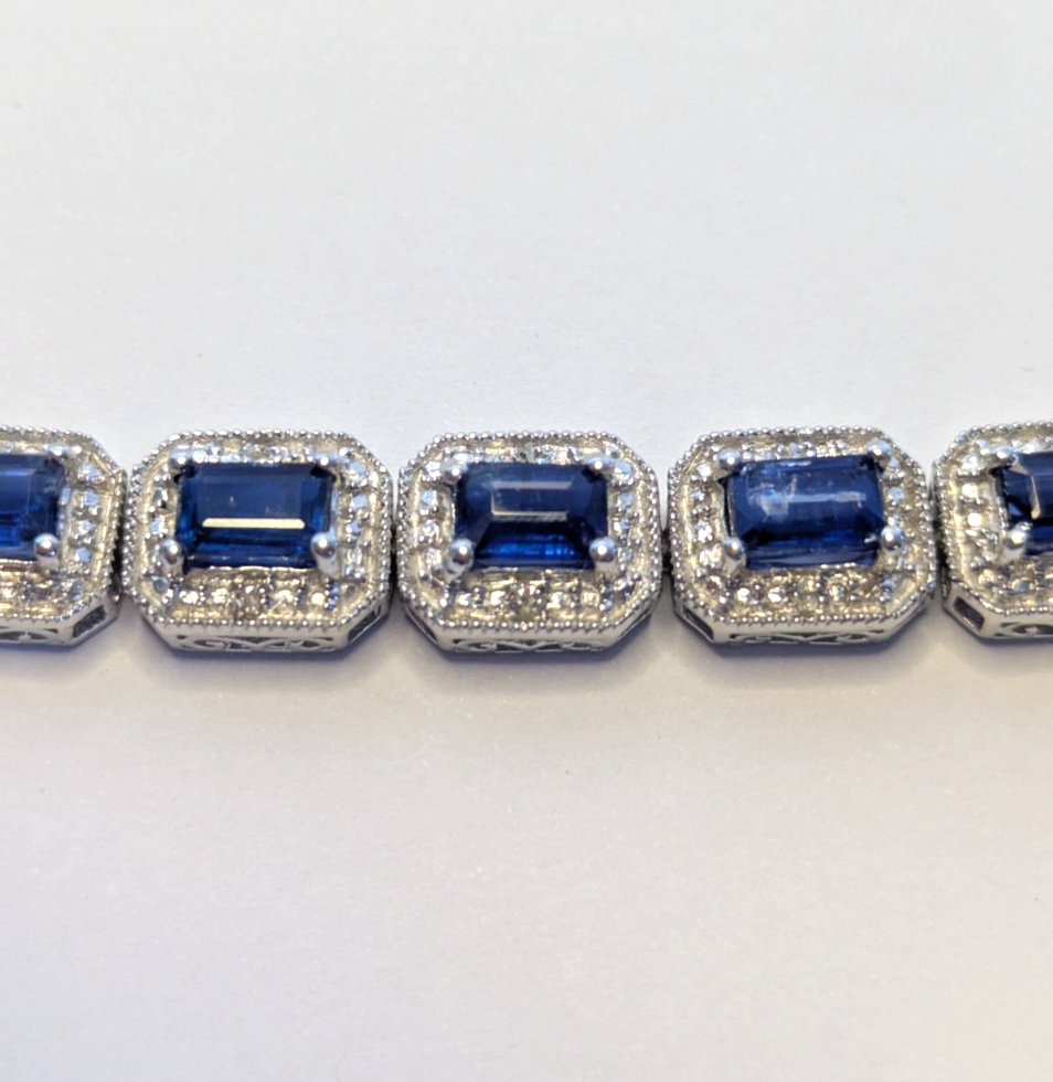 Silver Tennis Bracelet Crystal Stones 19cm Box Clasp Link Hallmarked 925 Stamped