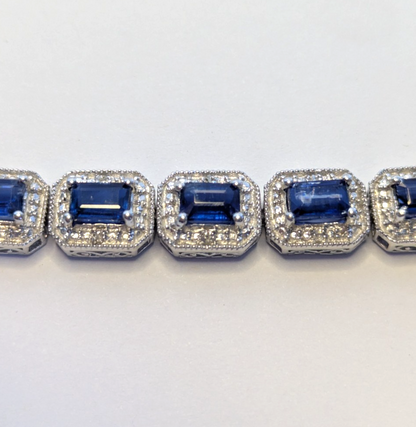 Silver Tennis Bracelet Crystal Stones 19cm Box Clasp Link Hallmarked 925 Stamped