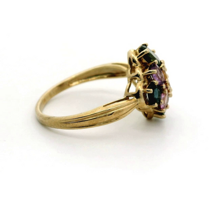 9ct Gold Multi Colour Sapphire Ring Size Q Hallmarked 375 Band 3.4g