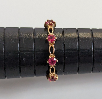 Spinel 9ct Gold Ring Thin Band Hallmark Size N 1/2 1.2g August Birthstone