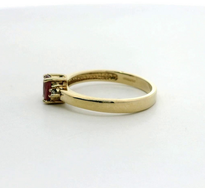 9ct Yellow Gold Ring Ruby Zircon Stones Size N 1/2 Hallmarked 2.5g Certification