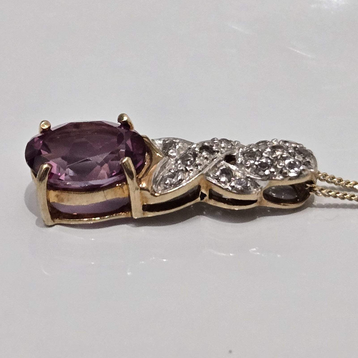 Tourmaline Pendant Necklace 9ct Multi Tone Gold Hallmarked Chain 47cm Long