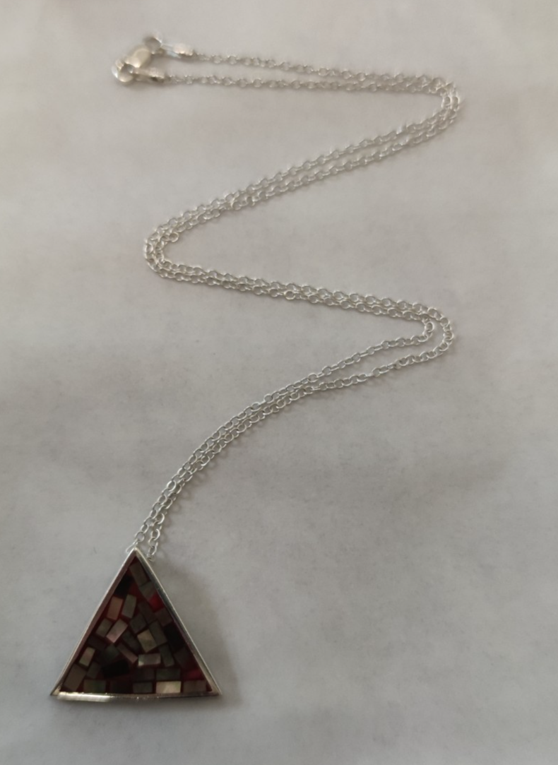 925 Sterling Silver Colored Crystal Triangle Pendant Necklace Chain Geometric