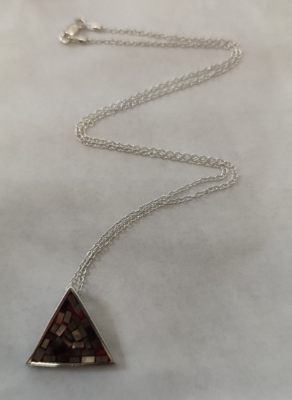 925 Sterling Silver Colored Crystal Triangle Pendant Necklace Chain Geometric