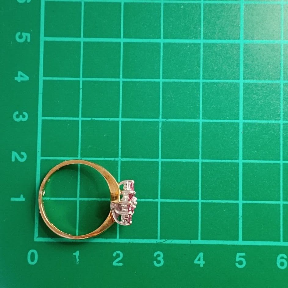 9ct Gold Ring Ruby and Diamond Cluster Hallmark Size N 2.1g