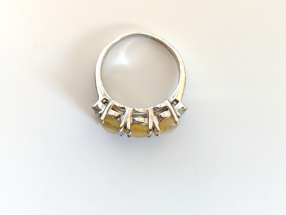 Silver Ring Opal Topaz 925 Stamped Size N 1/2 Certificate 3.4g