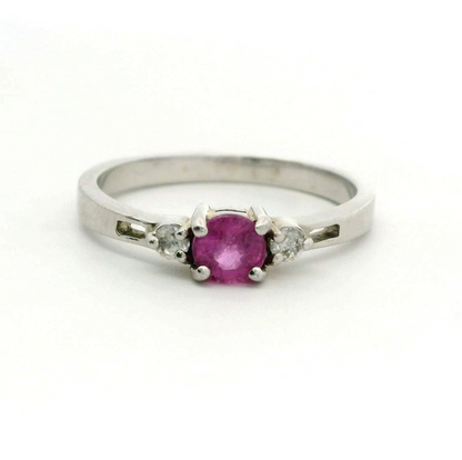 Silver Ruby Topaz Ring Hallmark July Birthstone Cluster 3.1g 925 Sterling