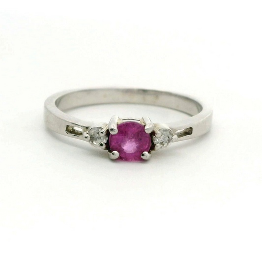 Silver Ruby Topaz Ring Hallmark July Birthstone Cluster 3.1g 925 Sterling