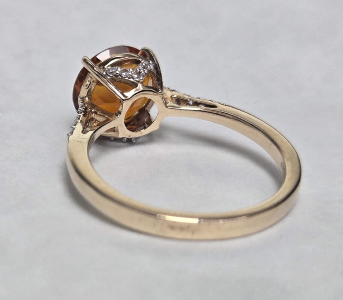 9ct Gold Fire Opal Ring Round Cut Size O 1/2 Hallmarked