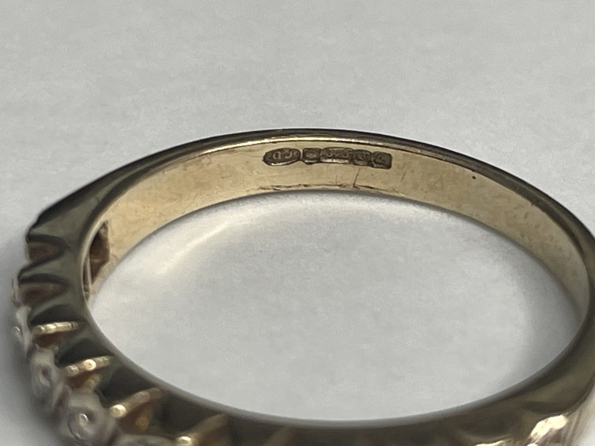 9ct Gold Ring Diamond Half Eternity 375 Hallmarked Size O 2.7g
