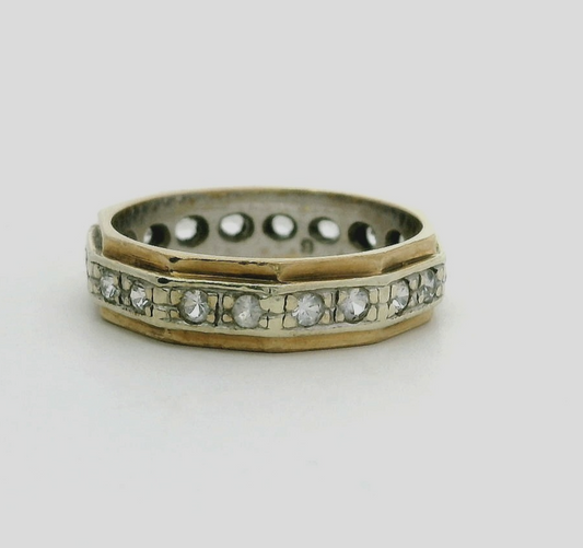 9ct Gold Full Eternity Ring Spinel Stones Size K Hallmarked 2.7g Vintage