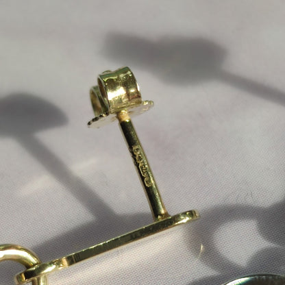Heart Drop Earrings 9ct Gold Dangle Earrings Butterfly Backs Hallmarked 2.3g