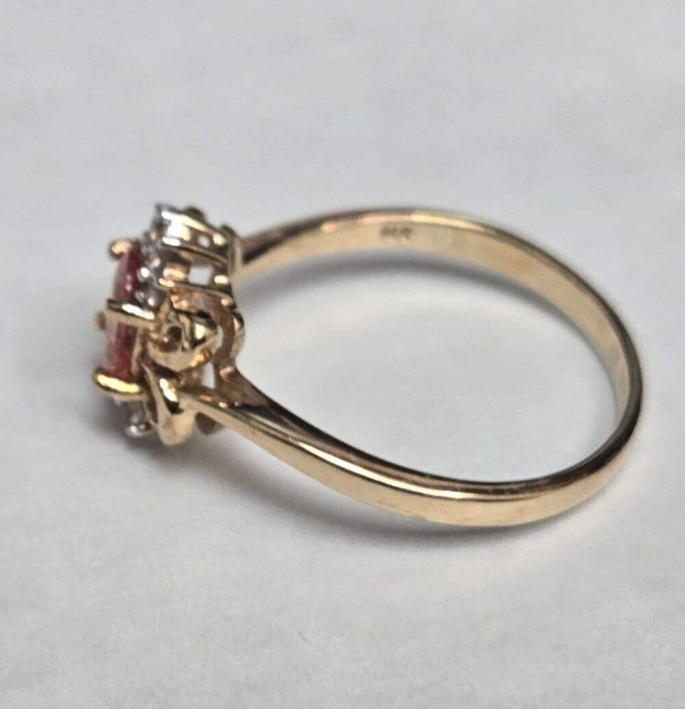 9ct Gold Orange White Sapphire Ring Size R Hallmarked 375 September 2.6g
