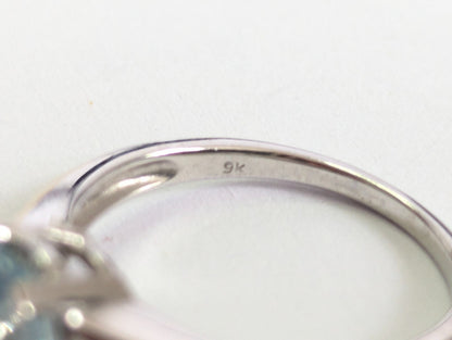 9ct White Gold Ring Oval Blue Topaz Solitaire Size Q 1/2 3.8g Hallmarked