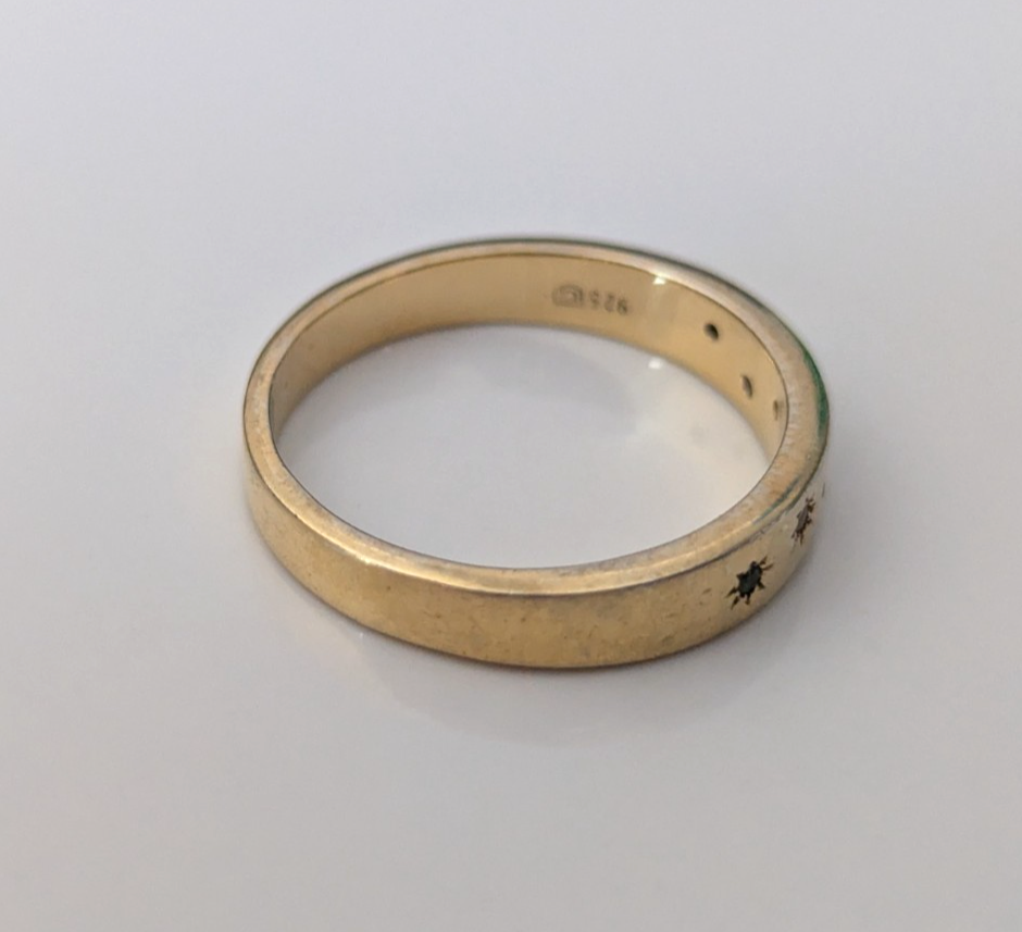 Gold on Silver Ring Multi Gemstones Round Cut 925 Stamped Size R 1/2 3.6g