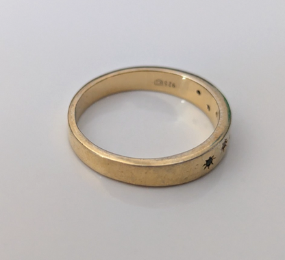 Gold on Silver Ring Multi Gemstones Round Cut 925 Stamped Size R 1/2 3.6g