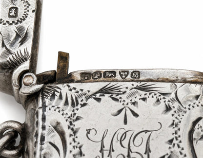 Antique 1902 Edwardian Sterling Silver Vesta Case Match Safe Chester Engraved 14
