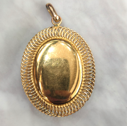 18ct Rolled Gold Vermeil Silver Photo Locket Pendant Floral Egyptian Hallmark