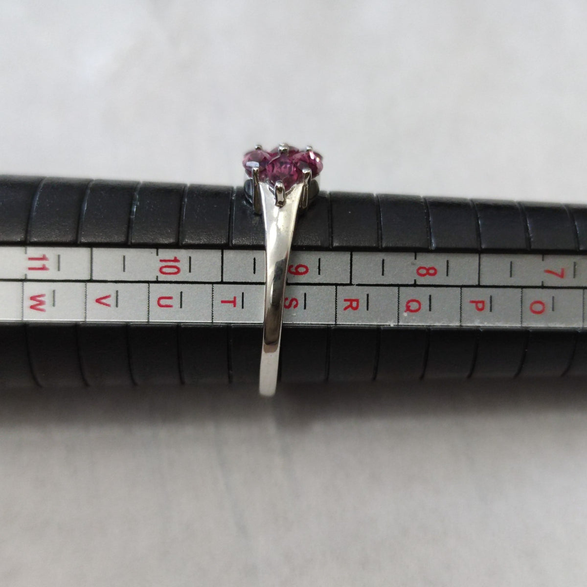 Silver Garnet Ring Red Gemstone Prong Setting Style UK Size S