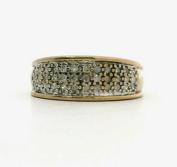 9ct Gold Ring 0.25 ct Diamond Cluster Ring UK Size H 375 DIA 25 Diamonds 2.6g