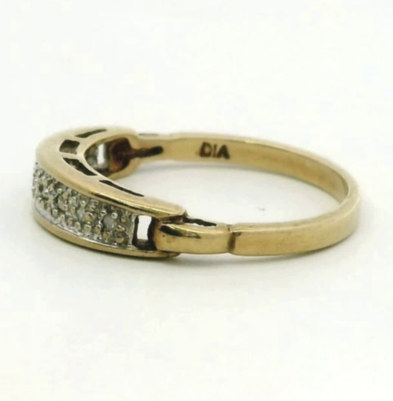 9ct Gold Half Eternity Ring Diamond Gemstones Hallmarked Size N 2.1g Stacking