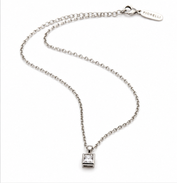 925 Sterling Silver Solitaire Pendant Necklace Round CZ Crystal Chain Gift 45cm