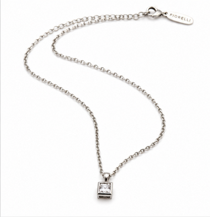 925 Sterling Silver Solitaire Pendant Necklace Round CZ Crystal Chain Gift 45cm