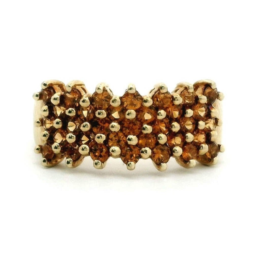 9ct Gold Ring Citrine Wide Band Hallmark Size S 1/2 4.6g