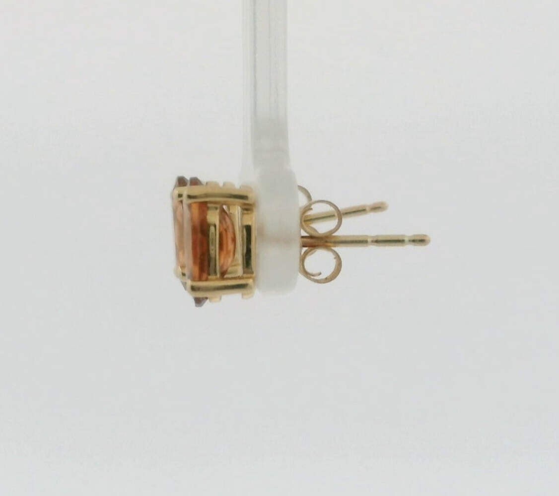 9ct Yellow Gold Stud Earrings Topaz Stones Hallmarked Size 15mm x 6mm