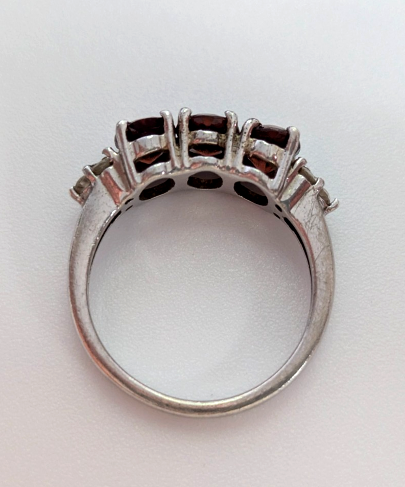 Silver Ring Zircon Stones 925 Stamped Size N Certification Prong Setting