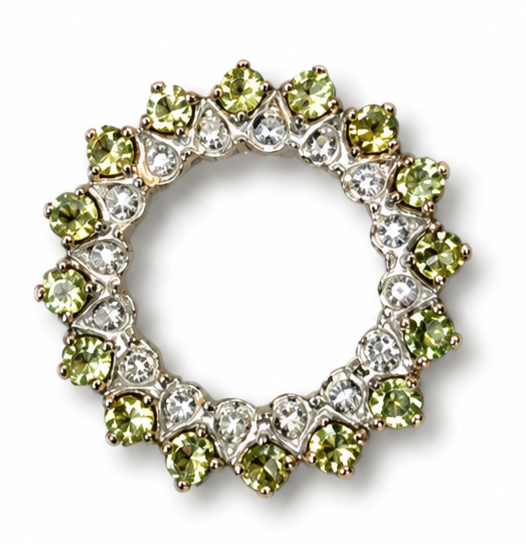 9ct Yellow Gold Peridot Diamond Wreath Pendant Circle of Life Hallmarked 375