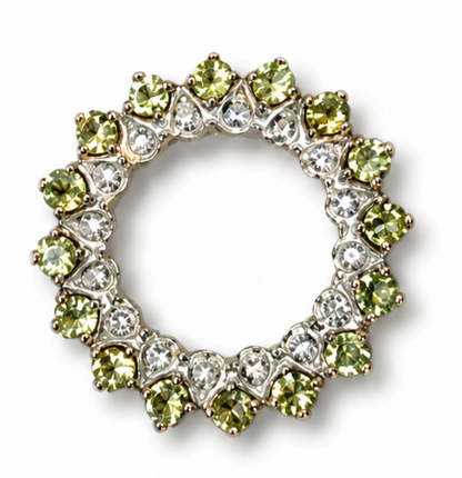 9ct Yellow Gold Peridot Diamond Wreath Pendant Circle of Life Hallmarked 375