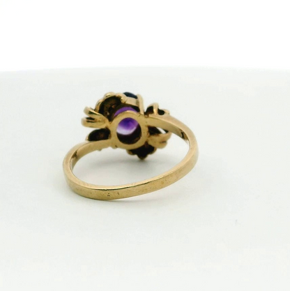 9ct Gold Ring Amethyst Purple Oval Cut Hallmark Size O 1/2 3.4g