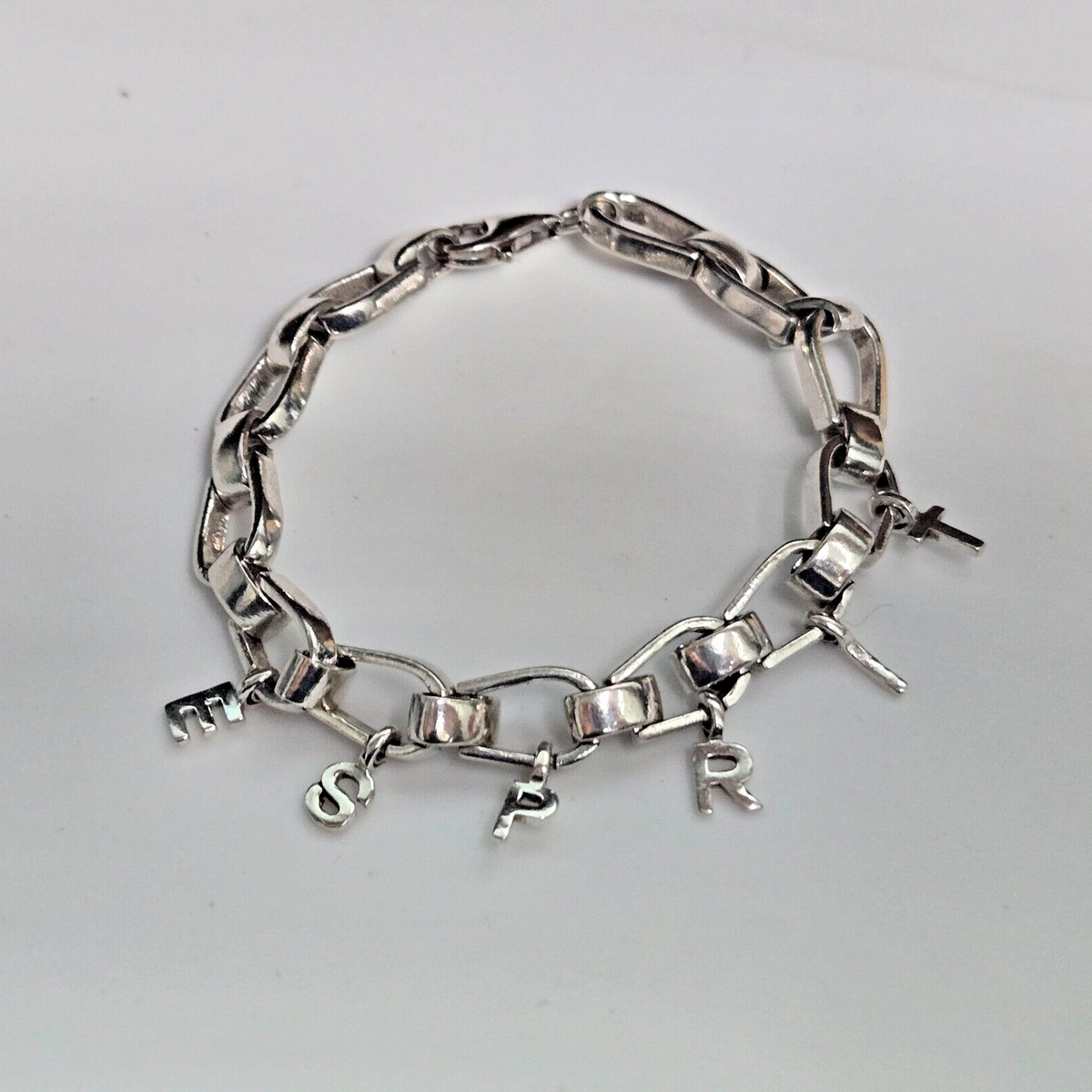 Esprit 925 Sterling Silver Charm Bracelet Letter Initial Alphabet 18cm