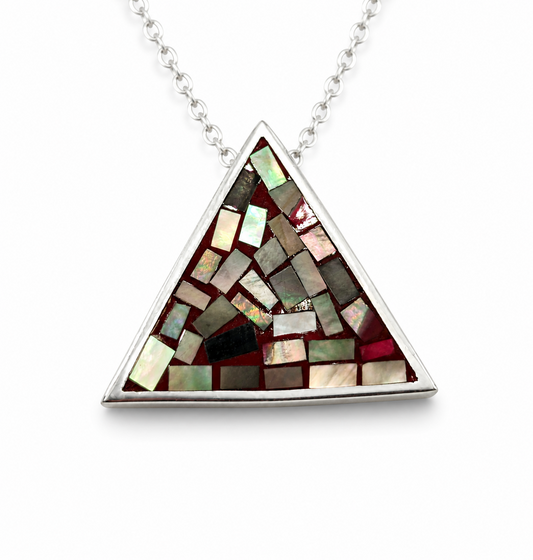 925 Sterling Silver Colored Crystal Triangle Pendant Necklace Chain Geometric